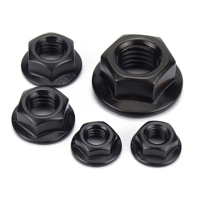 ROARADE M10x1.5 Galvanized Black Flange Hex Serrated Nut 15PCS 304 Stainless Steel (M10x1.5 304 G.B 15 PCS) - Image 2
